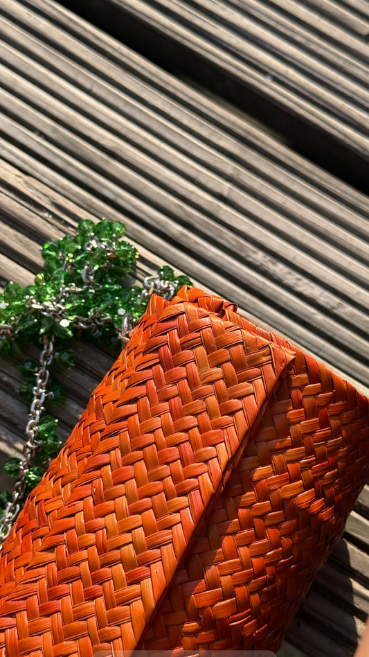 Isabel –Edition in Orange - Handtasche aus Palmenblatt