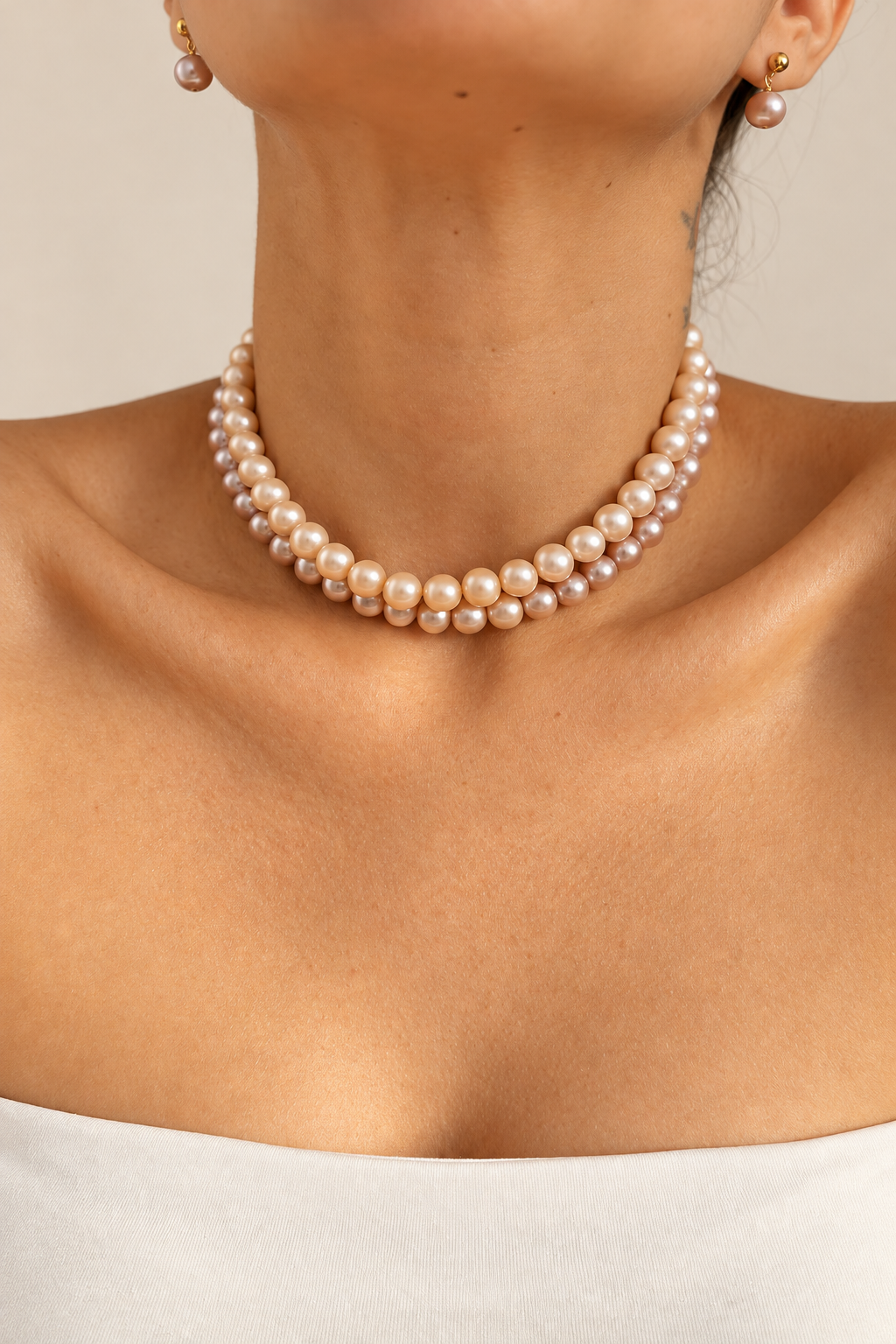 Aurora – Süßwasserperlen Kette & Ohrringe, 14K Gold Filled